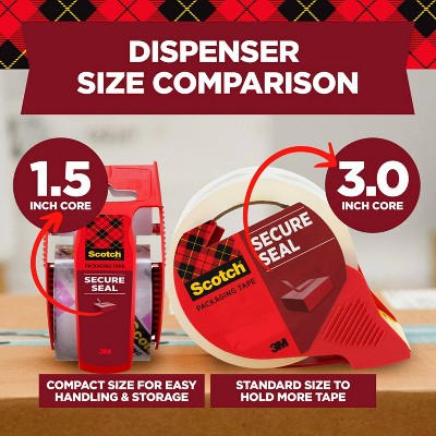 Scotch Ultra Clear Mailing Packaging Tape with Dispenser 1.88" x 54yd: Packing & Shipping Tape Refill, Clear, 1965.6" Length
