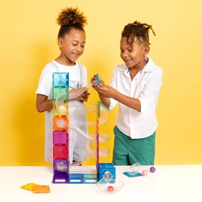 CONNETIX Magnetic Tiles Bright Ball Run Pack : Creative Building Educational Toy Set 122pc