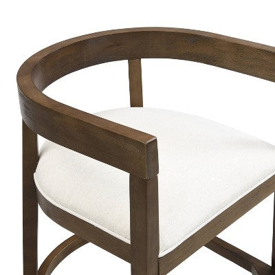 Christopher Knight Home Set of 2 25.25" Gina Upholstered Rubberwood Counter Height Barstools Walnut (LOCAL PICKUP ONLY)