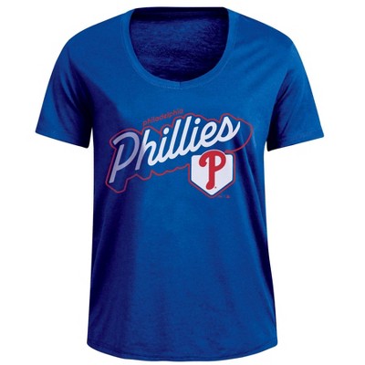 MLB Philadelphia Phillies Women's Bi-Blend Scoop Neck T-Shirt - L
