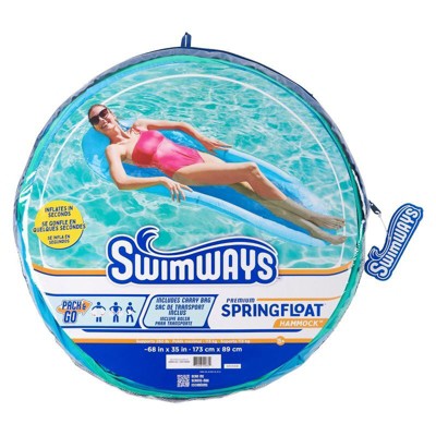 SwimWays Spring Float Inflatable Pool Lounger with Hyper-Flate Valve Blue
