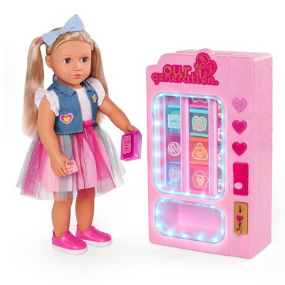 Our Generation Snacktime Fun Pink Vending Machine & Play Food Set for 18" Dolls