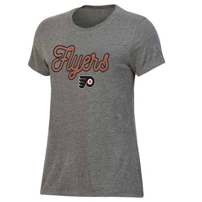 NHL Philadelphia Flyers Women's Gray Fashion T-Shirt - L: Cotton-Polyester Blend, Crew Neck