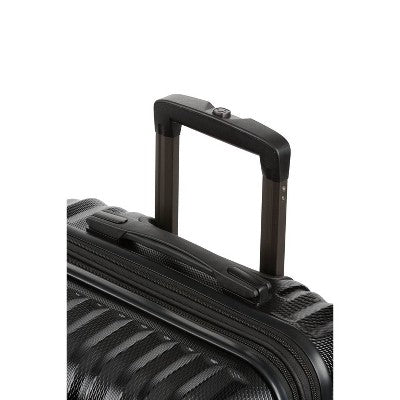 SWISSGEAR Energie Hardside Medium Checked Spinner Suitcase - Black: Aluminum Handle, Tear-Resistant, Polycarbonate Shell
