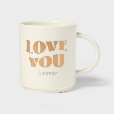 14oz Stoneware Love You Forever Stacking Mug White - Spritz