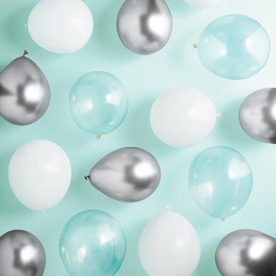 20ct Silver and White Chrome Balloon Pack - Spritz