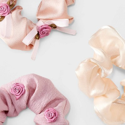 Shimmer Organza and Rose Hair Twister Set 3pc - Wild Fable Pink