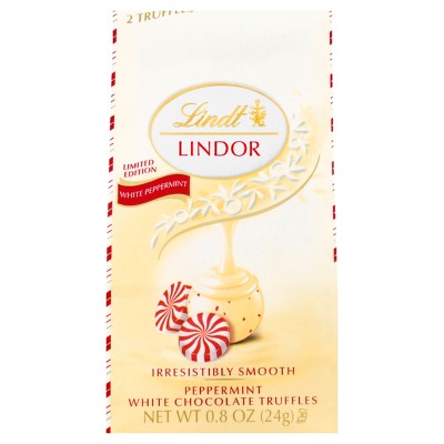 Lindt LINDOR Christmas White Chocolate Peppermint Candy Truffles - 0.8oz