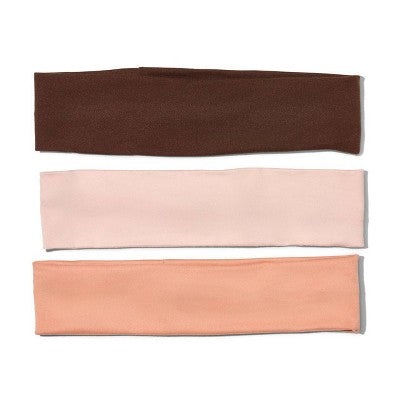 Kitsch-Mass Recycled Fabric Narrow Active Headbands Set- Rosewood - 3ct