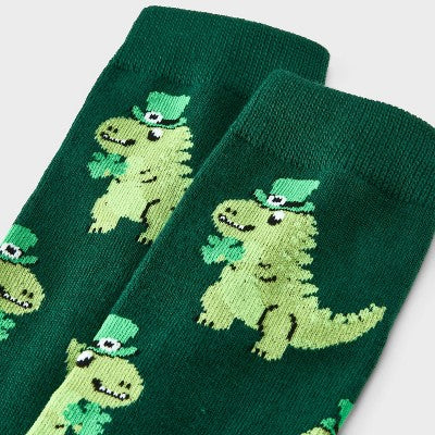 Women's Lucky Dino St. Patrick's Day Crews Socks - Green 4-10