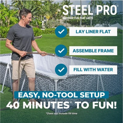 Bestway Steel Pro 12' x 6'7" x 26" Rectangle Above Ground Outdoor Swimming Pool (LOCAL PICKUP ONLY)