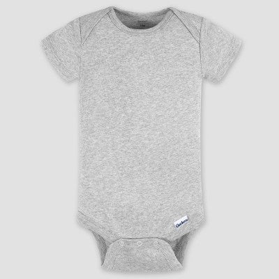 Gerber Baby 5pk Short Sleeve Onesie - 3-6M: Cotton Knit Bodysuits, Pullover & Crotch Snap