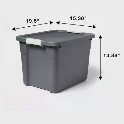 12gal Latching Storage Tote - Brightroom: Stackable Gray Utility Bin with Lid, Portable Universal Organizer