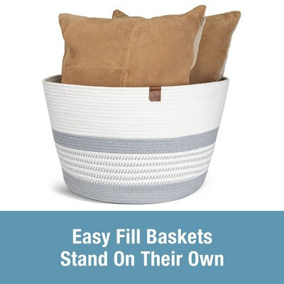 CleverMade XL Rope Basket Stone Gray