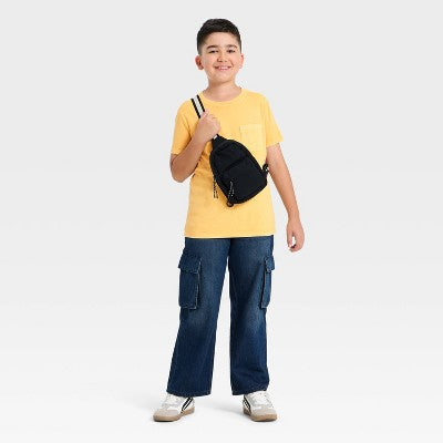 Boys' Short Sleeve Pocket T-Shirt Cat & Jack Light Gold L Husky
