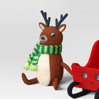 Felt Reindeer and Sleigh Duo Christmas Figurine - Wondershop