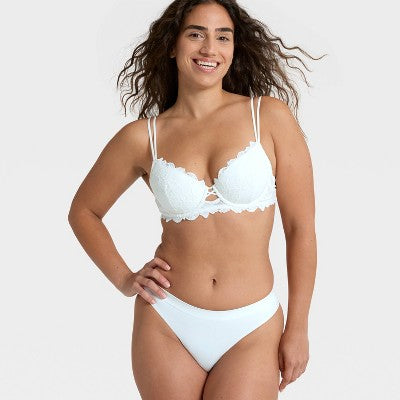 Women's Lace Lightly Lined Demi Bra - Auden White 38B
