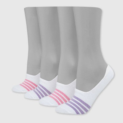 Hanes Premium Women's 4pk Cool Comfort Lightweight Liner Socks - White 5-9