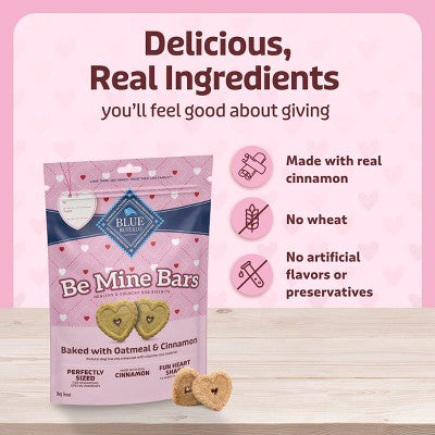 Blue Buffalo Valentine Bars Cinnamon and Oatmeal Flavor Crunchy Treats - 11oz
