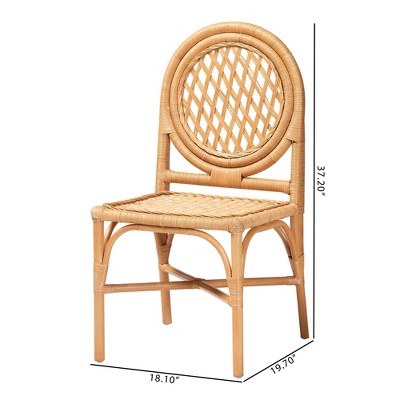 bali & pari Oxford Round Back Rattan Set of 2 Dining Chair Light Honey (LOCAL PICKUP ONLY)