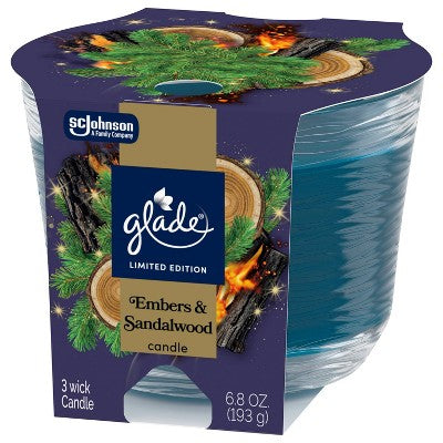Glade 3 Wick Fall Candle in Glass Jar - Embers & Sandalwood - 6.8oz