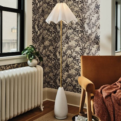 Wavy Shade Collection Ceramic Base Floor Lamp White - Threshold