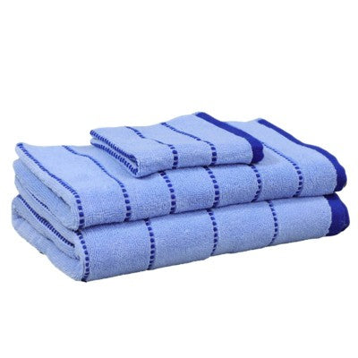 6pc Bath Towel Set Blue Striped Smiles - Kapoor Home