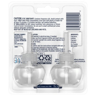 Glade Air Freshener Plug Ins Scented Oil Diffuser Refills - Bergamot & Eucalyptus - 1.34 fl oz/2pk