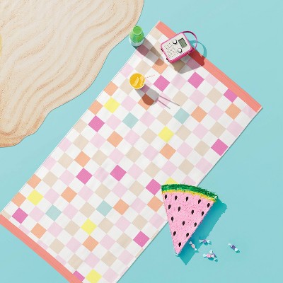 Checkered Beach Towel Pink - Sun Squad