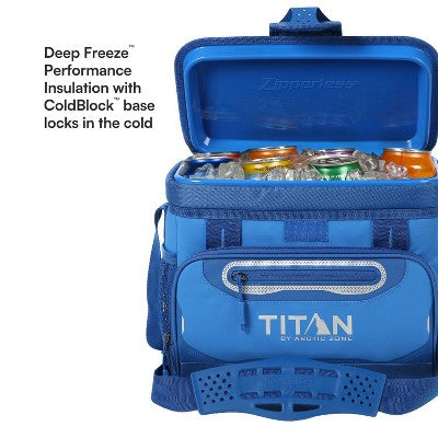 Titan by Arctic Zone Deep Freeze Zipperless Hardbody 12 Cans/8 qt Cooler - Cerulean Blue