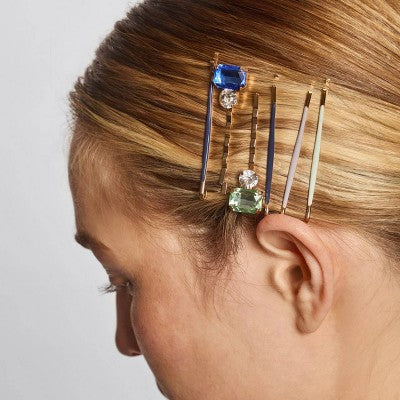Kitsch-Mass Cloud & Gem Bobby Pins Set - Garden Bouquet - 8ct