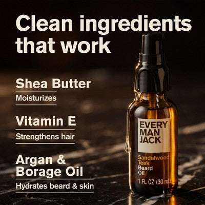Every Man Jack Beard Oil - Vanilla + Cedar - 1 fl oz