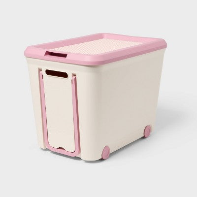 11.58gal Building Brick Play Rolling Storage Tub Pink - Brightroom