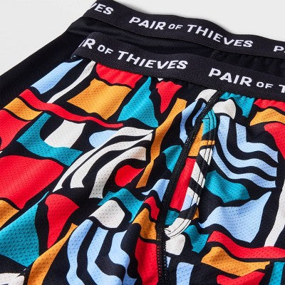 Pair of Thieves Men's Solid/Abstract Print Super Fit Boxer Briefs 2pk - Orange/Red/Black XL
