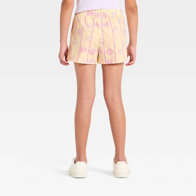 Girls' Polly Pocket Striped Woven Shorts - Yellow S
