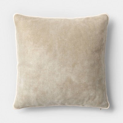 Square Cotton Velvet Throw Pillow Neutral - Threshold