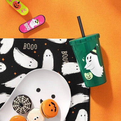 12 fl oz Halloween Ghost Tumbler with Straw Green - Hyde & EEK! Boutique