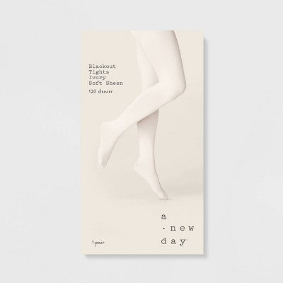 Women's 120D Soft Sheen Blackout Tights - A New Day Ivory M/L