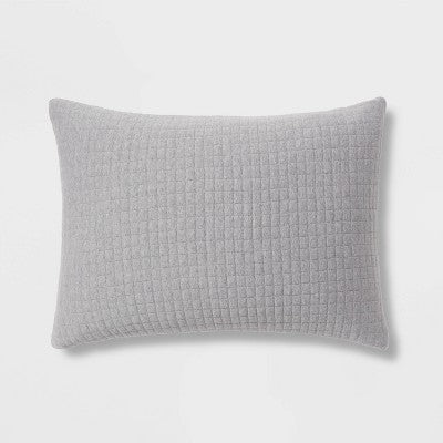 King Jersey Quilt Sham Heather Gray - Threshold: Cotton Knitted, Check Jacquard Pattern, OEKO-TEX Certified