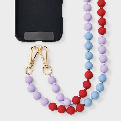 Beaded Accessory Crossbody Wristlet/Phone Strap - A New Day Blue/Red: Multicolored Cell Phone Strap, 47.6"