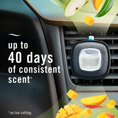 Febreze Car Air Freshener Vent Clip Mango Splash - 2ct: Oil, Non-Powered