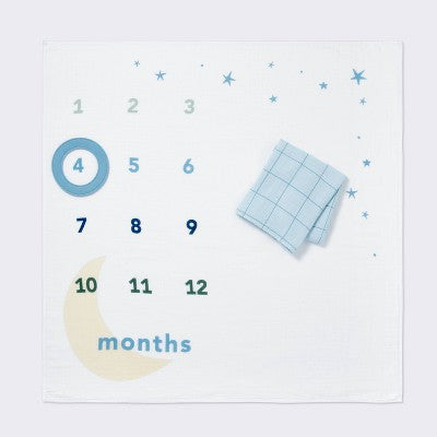 Muslin Blanket with Felt Frame - Blue - Cloud Island
