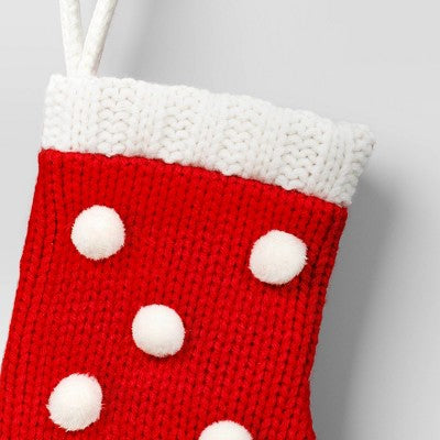 8.5" Christmas Knit with Pom Mini Stocking Red - Wondershop
