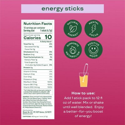 BLOOM NUTRITION Energy Stick Packs - Cherry Lime - 10pk