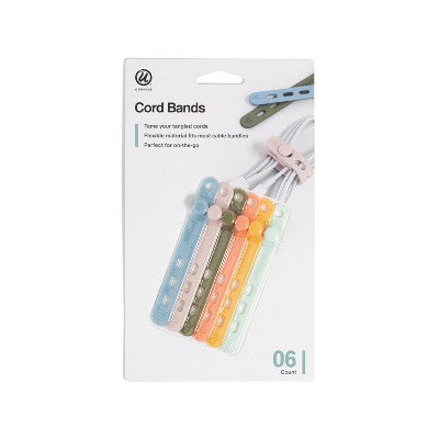 U Brands 6ct Silicone Cord Bands Comfort Nostalgia