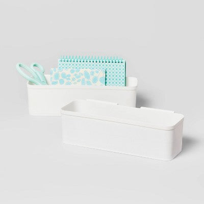 Set of 2 Long Cart Divider Cups - Brightroom: White Storage Trays, Utility Cart Accessories, 11.22" Length