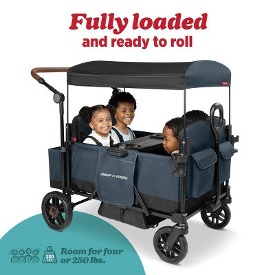 Radio Flyer Pathfinder+ Quad 4 Seat Stroller Wagon - Steel Gray: All-Terrain Tires, Adjustable Harness, EVA Wheels, Foot Operated Brake (LOCAL PICKUP ONLY)