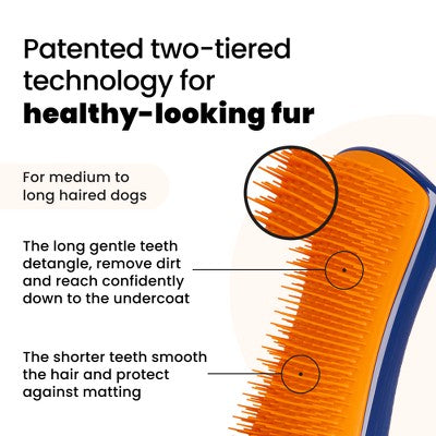Pet Teezer Large Dog Grooming Brush - Navy Blue: Detangles, For Dogs