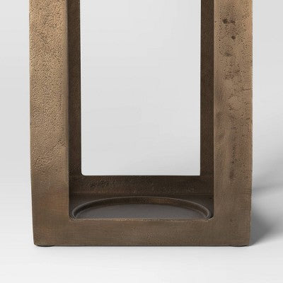 21.875"x8" Pillar Cast Aluminum Lantern Candle Holder Gold - Threshold (LOCAL PICKUP ONLY)