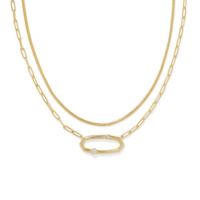 Kendra Scott Traci Cubic Zirconia Multi-Strand Necklace Set - Gold: 14K Gold Over Brass, Lobster Claw Clasp